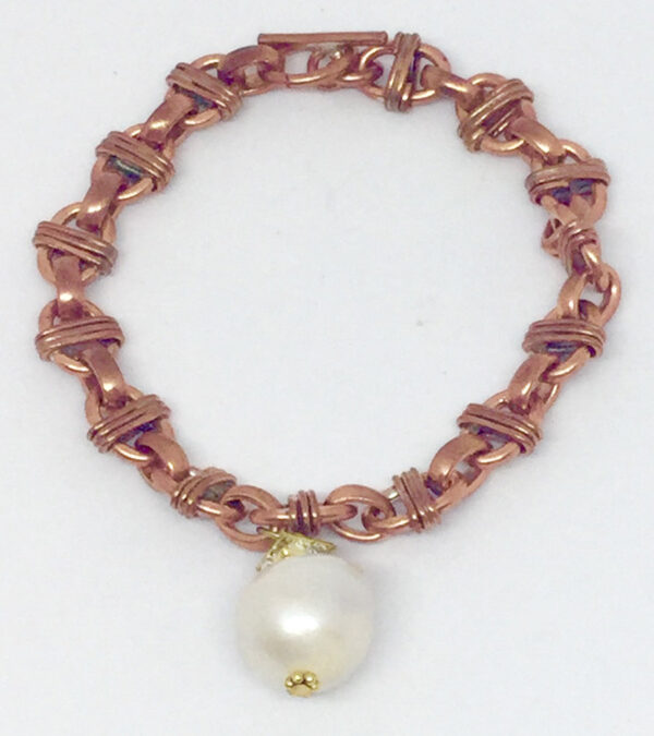Copper Chain Drop Pearl Bracelet - ByLaShanJewelry.com