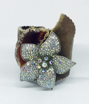Floral Bling Leather Cuff Bracelet - ByLaShanJewelry.com