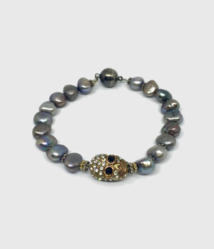 Grey Pearl Skull Bracelet - ByLaShanJewelry.com