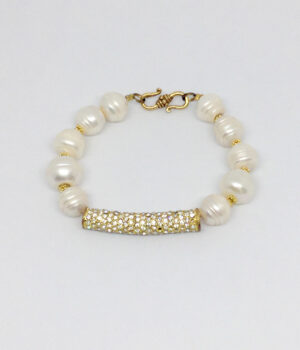 White Bling Pearl Bracelet - ByLaShanJewelry.com