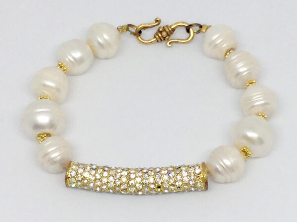 White Bling Pearl Bracelet - ByLaShanJewelry.com