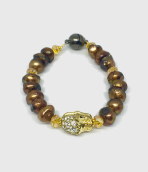 Golden Pearl Skull Bracelet - ByLaShanJewelry.com