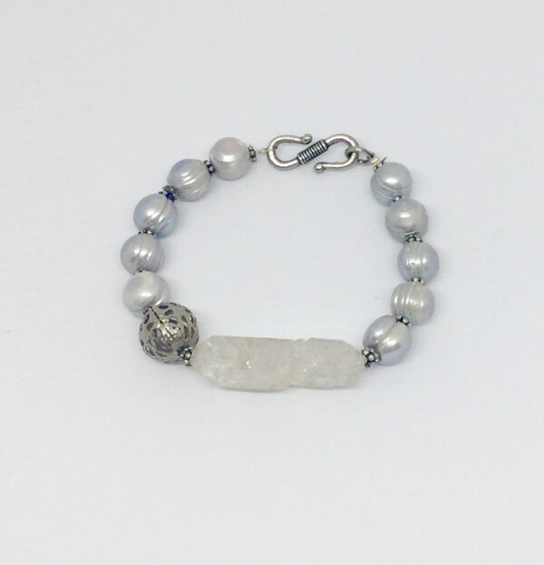 Silver Crystal Pearl Bracelet - ByLaShanJewelry.com