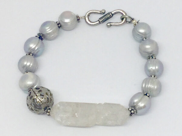Silver Crystal Pearl Bracelet - ByLaShanJewelry.com
