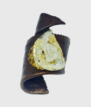Dark Brown Ostrich Crystal Wrap Cuff Bracelet - ByLaShanJewelry.com