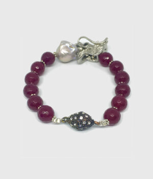Ruby Quartz & Pear Dragon Head Bracelet - ByLaShanJewelry.com