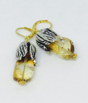 Citrine Leaf Drop Earrings - ByLaShanJewelry.com