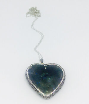 Crystal Encrusted Labradorite Heart Necklace - ByLaShanJewelry.com