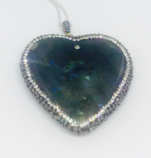 Crystal Encrusted Labradorite Heart Necklace - ByLaShanJewelry.com