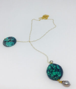 Green Turquoise Lariat Necklace - ByLaShanJewelry.com