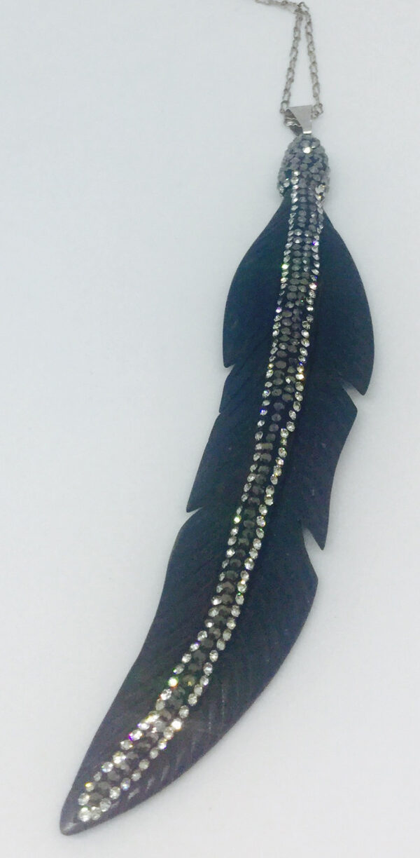 Crystal & Resin Feather Necklace - ByLaShanJewelry.com