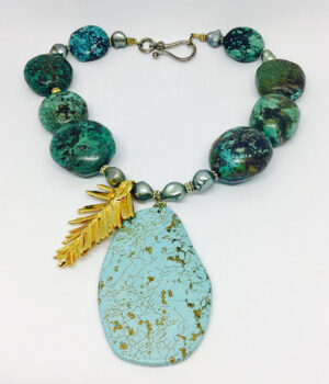 Chunky Leaf Turquoise Necklace - ByLaShanJewelry.com