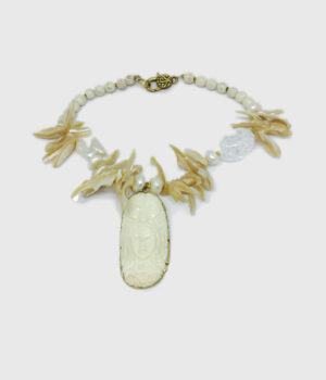Carved Bone Mother-Of-Pearl Owl Necklace - ByLaShanJewelry.com