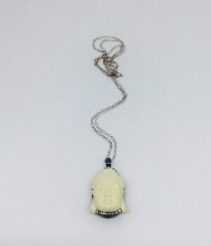 White Buddah & Pave Crystal Back Necklace - ByLaShanJewelry.com