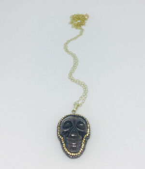 Hematite & Crystal Skull Necklace - ByLaShanJewelry.com