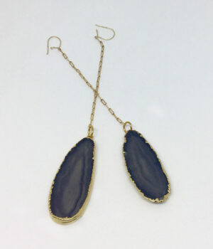 Black Agate Chain Drop Earrings - ByLaShanJewelry.com