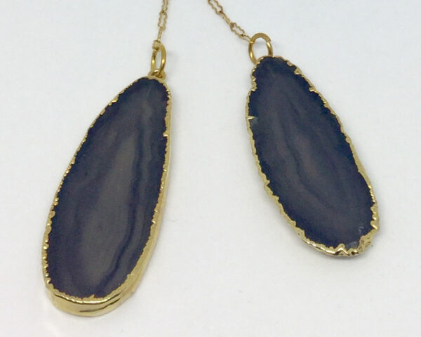 Black Agate Chain Drop Earrings - ByLaShanJewelry.com